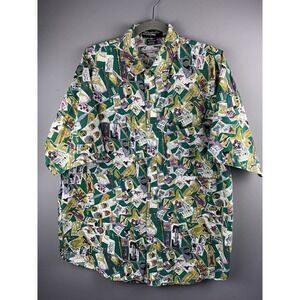 ZEPPELIN Shirt Mens Large all over print Alcoholism‎ you can beat it Drinking